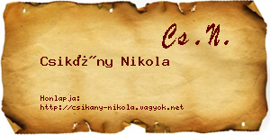 Csikány Nikola névjegykártya